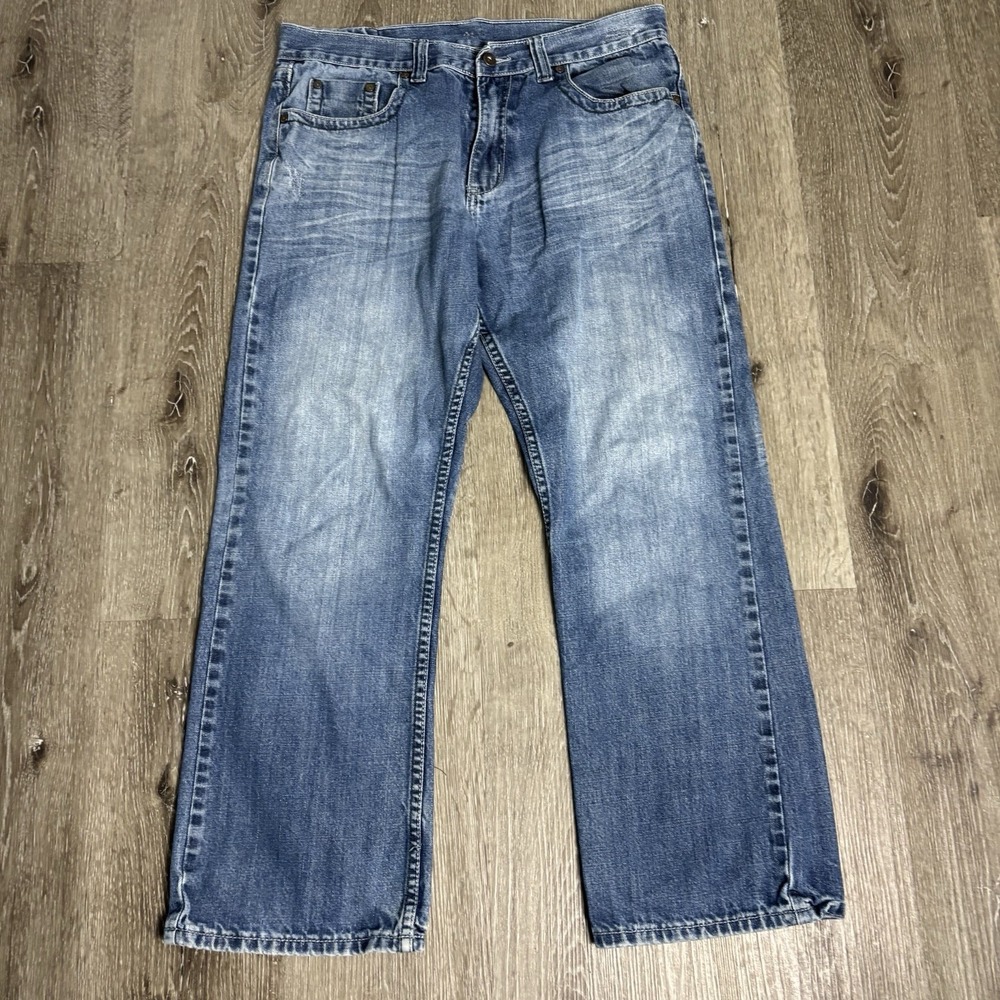 Flypaper Jeans Men 34x28 Med Wash‎ Blue Boot Cut Embroidered Pockets Western